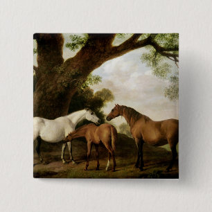 George Stubbs   Two Shafto Mares and a Foal, 1774 15 Cm Square Badge