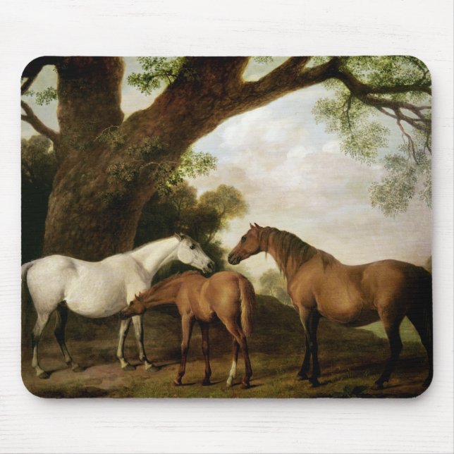 George Stubbs | Two Shafto Mares and a Foal, 1774 Mouse Mat (Front)