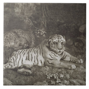 George Stubbs   Two Tygers, engraved by the artist Tile