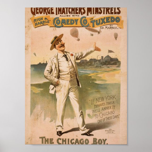 George Thatcher's Minstrels, 'The Chicago Boy' Poster (Front)