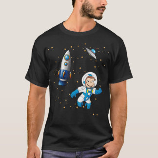 George  The Curious Monkey Astronaut Cartoon In Sp T-Shirt