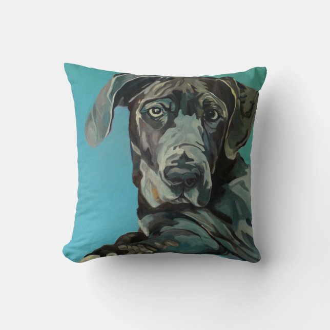George the Great Dane Dog Portrait Pillow (Front)