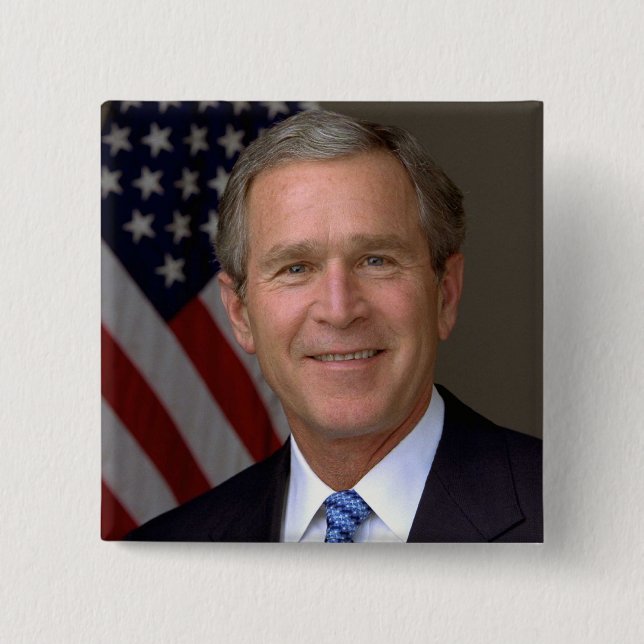 George W Bush 15 Cm Square Badge (Front)