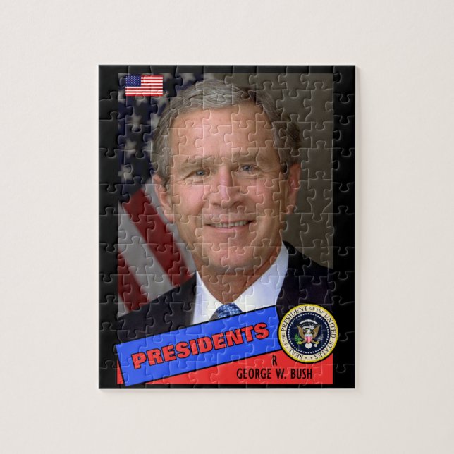 George W. Bush Baseball Card Jigsaw Puzzle (Vertical)