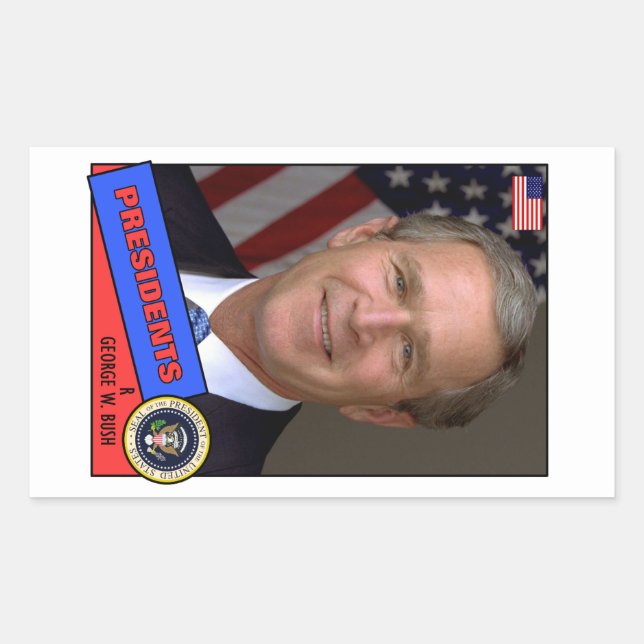 George W. Bush Baseball Card Rectangular Sticker (Front)