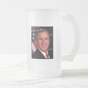 George W Bush Frosted Glass Beer Mug