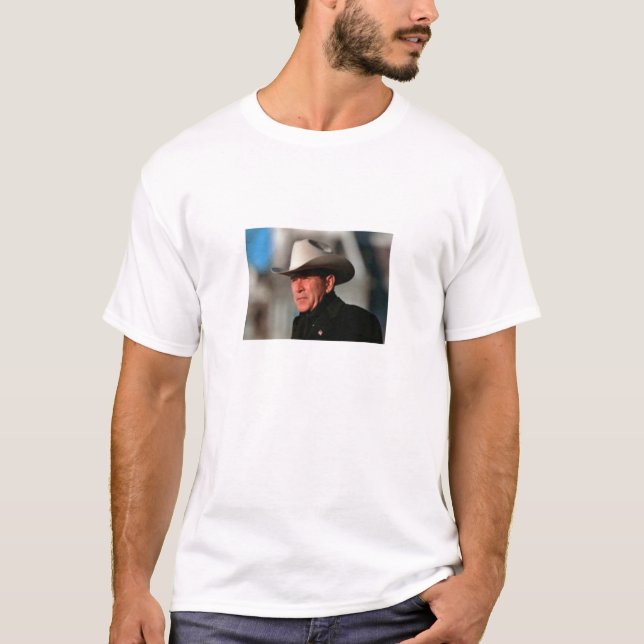George W. Bush - in black with cowboy hat T-Shirt (Front)
