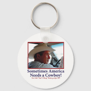 George W Bush in Cowboy Hat Key Ring