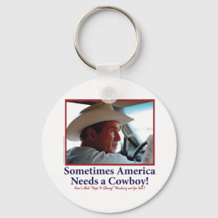 George W Bush in Cowboy Hat Key Ring