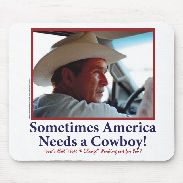 George W Bush in Cowboy Hat Mouse Mat (Front)