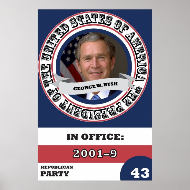 George W. Bush Presidential History Retro Poster (Front)