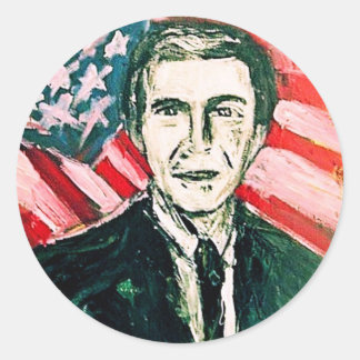 GEORGE W BUSH WANTED CLASSIC ROUND STICKER