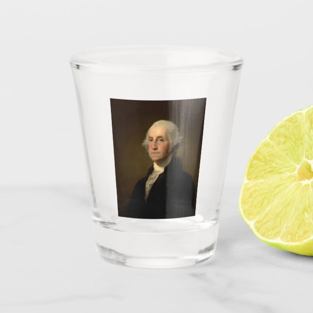 George Washington 1st American President by Stuart Shot Glass (Front)