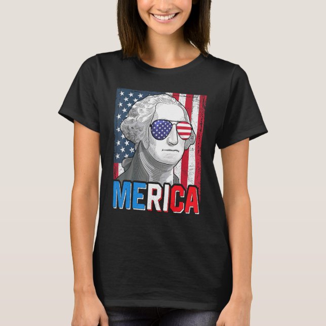 George Washington 4th Of July Merica Men Women Ame T-Shirt (Front)