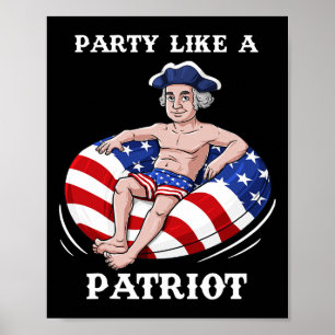 George Washington 4th Of July USA Patriot Fun Poster