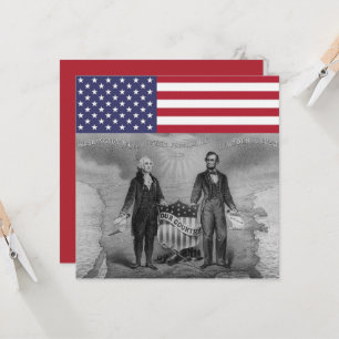 George Washington Abraham Lincoln American Flag Card