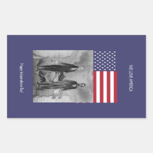 George Washington Abraham Lincoln American Flag Rectangular Sticker