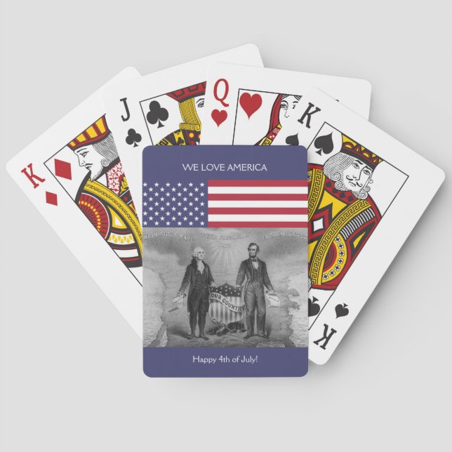 George Washington Abraham Lincoln American Flag US Playing Cards (Back)