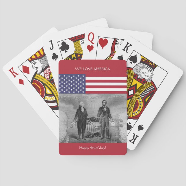 George Washington Abraham Lincoln American Flag US Playing Cards (Back)