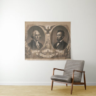 George Washington Abraham Lincoln Eagle US Vintage Tapestry