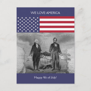 George Washington Abraham Lincoln Patriotic USA Postcard