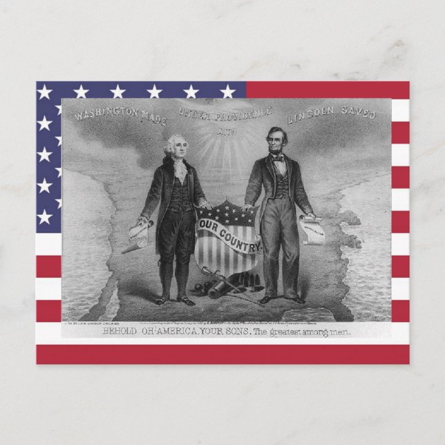 George Washington Abraham Lincoln USA American Postcard (Front)