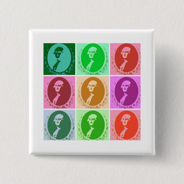 George Washington Abstract 15 Cm Square Badge (Front)
