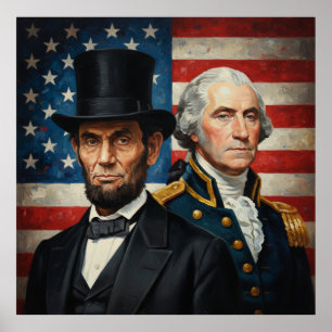 George Washington and Abraham Lincoln Patriotic Poster