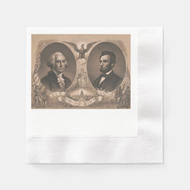George Washington and Abraham Lincoln Portrait Napkin (Front)