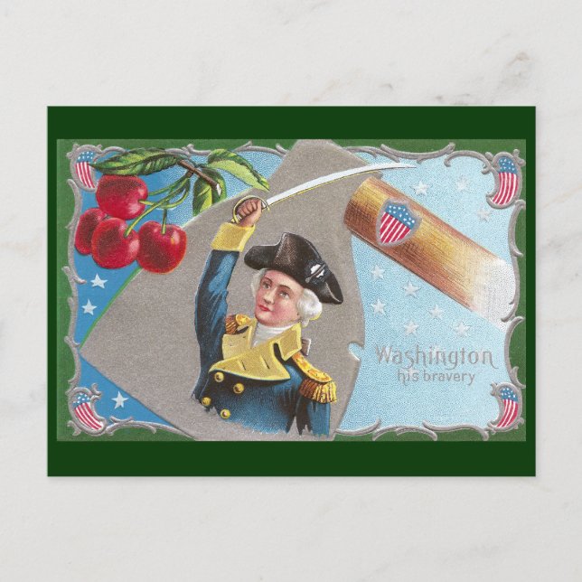 George Washington and Cherries Postcard (Front)