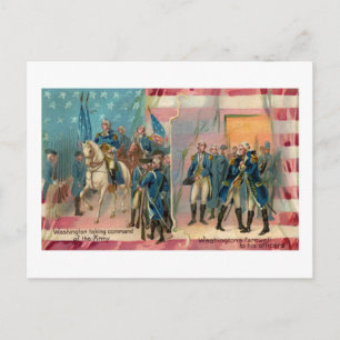 George Washington and Troops Vintage Postcard