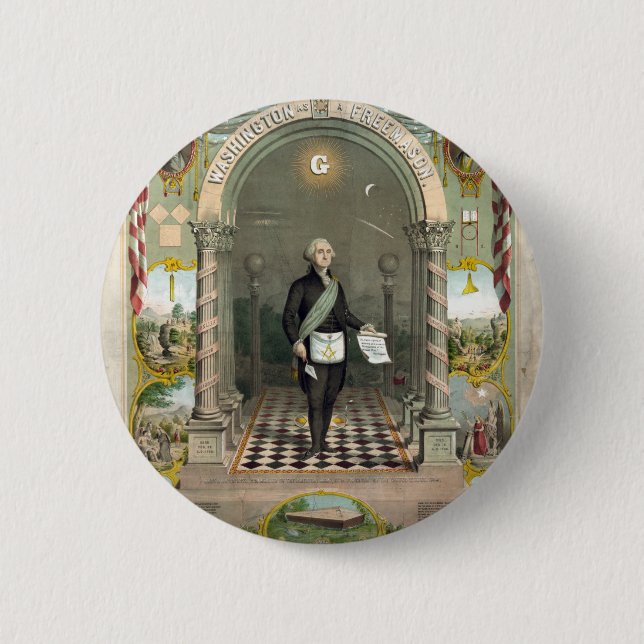 George Washington as a Freemason 6 Cm Round Badge (Front)