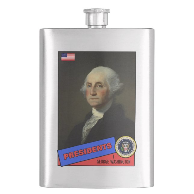 George Washington Baseball Card Hip Flask (Front)