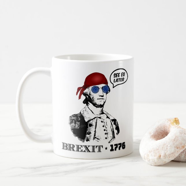 George Washington Brexit 1776 EU Flag Sunglasses Coffee Mug (With Donut)