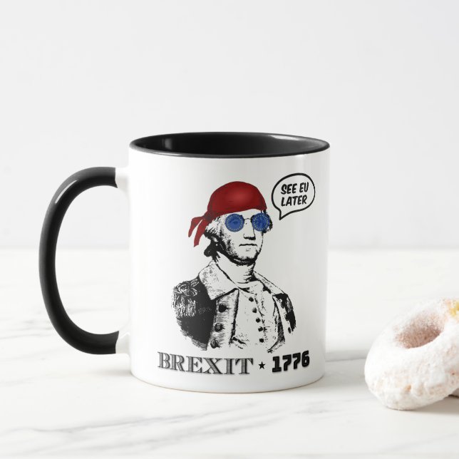 George Washington Brexit 1776 EU Flag Sunglasses Mug (With Donut)