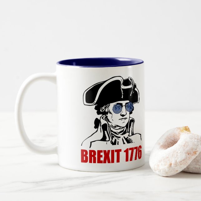 George Washington Brexit 1776 EU Flag Sunglasses Two-Tone Coffee Mug (With Donut)