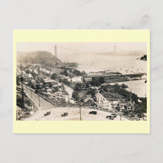 George Washington Bridge Construction Vintage Postcard (Front)