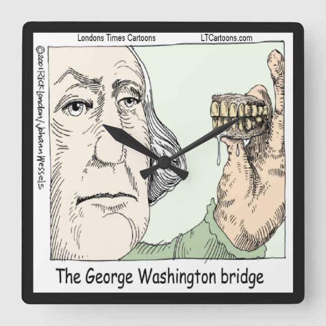 George Washington Bridge Funny Square Wall Clock (Front)