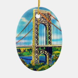 George Washington Bridge, New York City Ceramic Tree Decoration