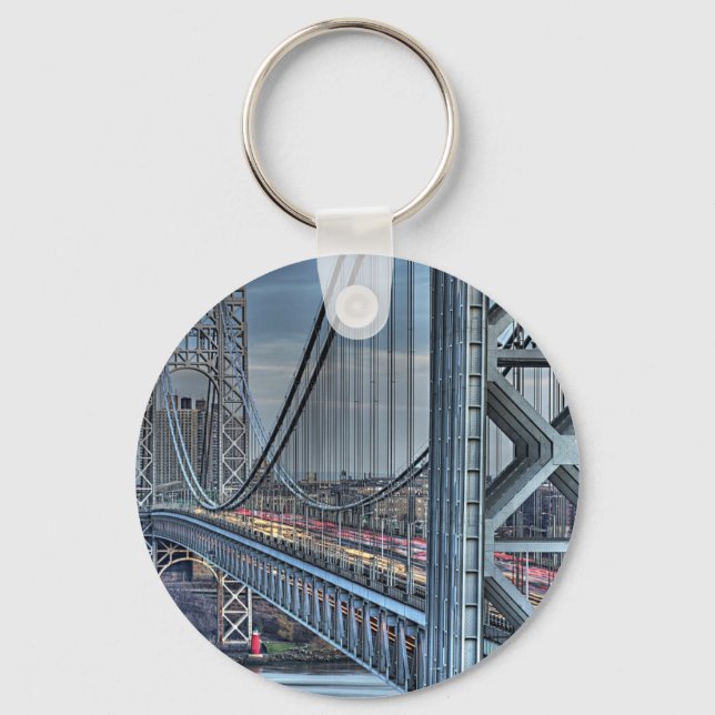 George Washington Bridge & The Red Lighthouse NYC Key Ring (Front)