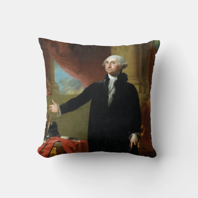 George Washington by Gilbert Stuart Cushion (Front)