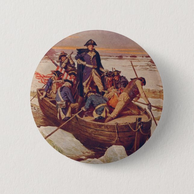 George Washington Crossing the Delaware River 6 Cm Round Badge (Front)