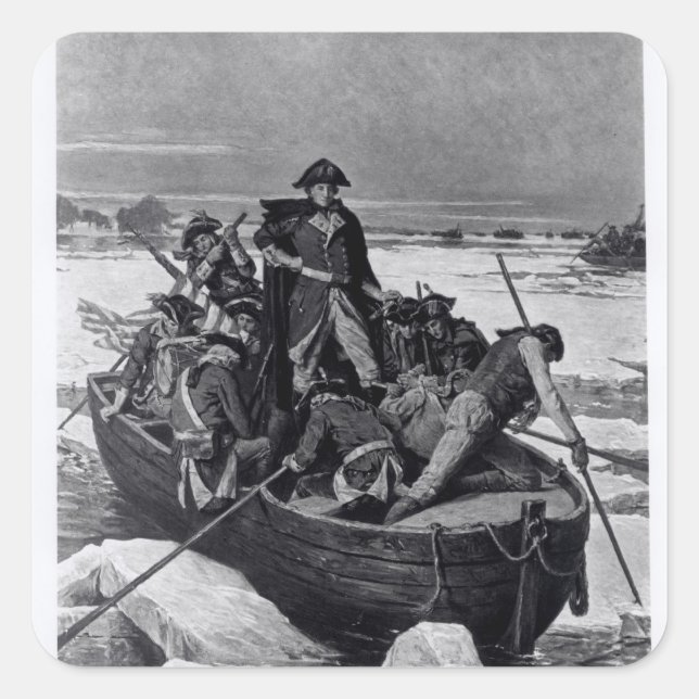 George Washington crossing the Delaware River Square Sticker (Front)
