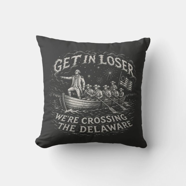 George Washington Delaware Meme Parody Art Cushion (Front)