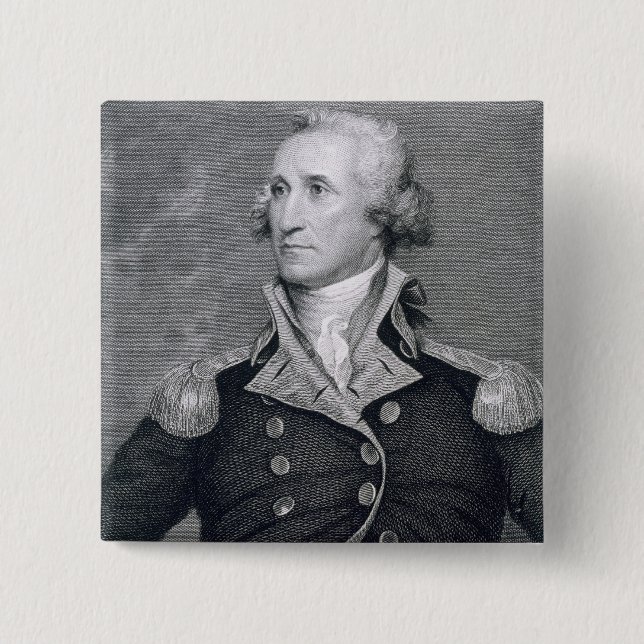 George Washington, engraved by Asher Brown Durand 15 Cm Square Badge (Front)