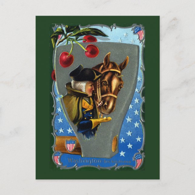 George Washington Feeding Horse Sugar Cube Postcard (Front)