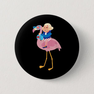 George Washington Flamingo 4th Of July American Fl 6 Cm Round Badge
