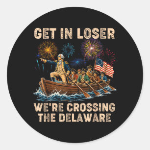 George Washington Get In Crossing The Delaware Classic Round Sticker