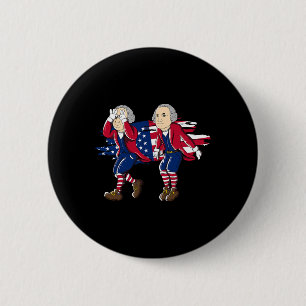 George Washington Griddy American Flag 4th Of July 6 Cm Round Badge