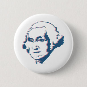 george washington in 3d 6 cm round badge